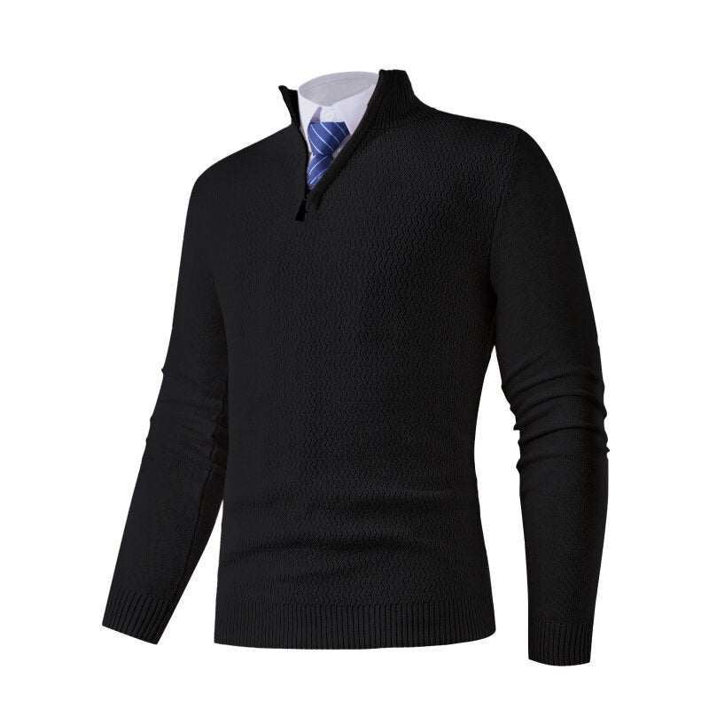 Herren Strickpullover mit modernem Stehkragen und strukturiertem Design Krohn-e