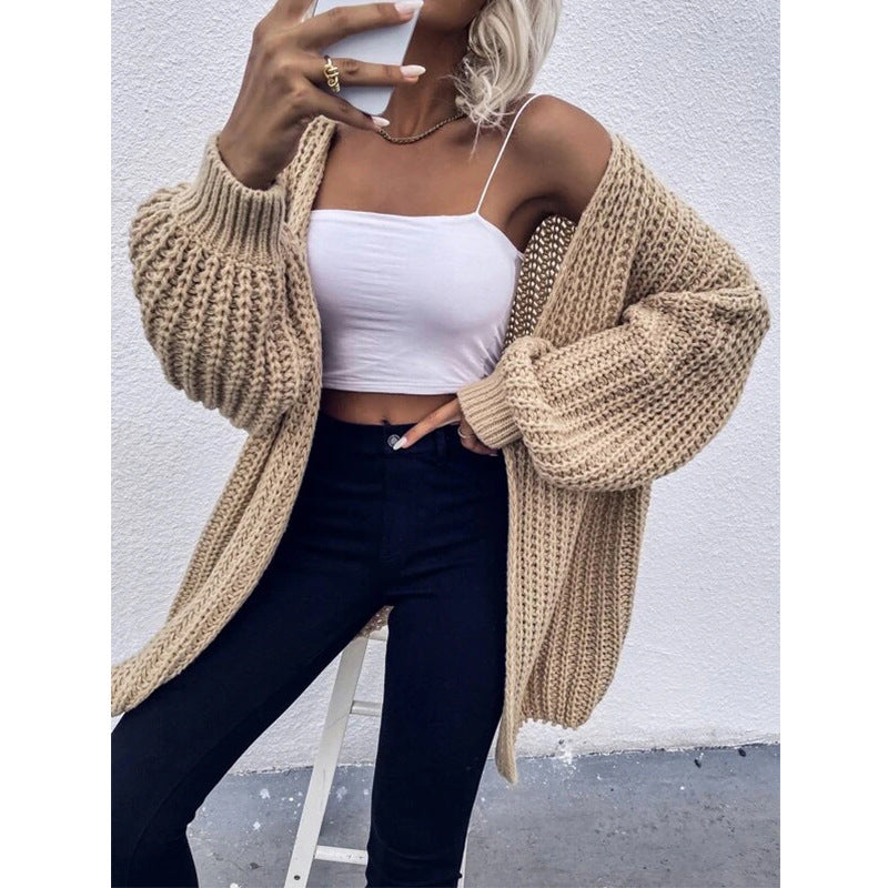 Damen Grobstrickjacke mit voluminösen Ärmeln und offener Front Krohn-e