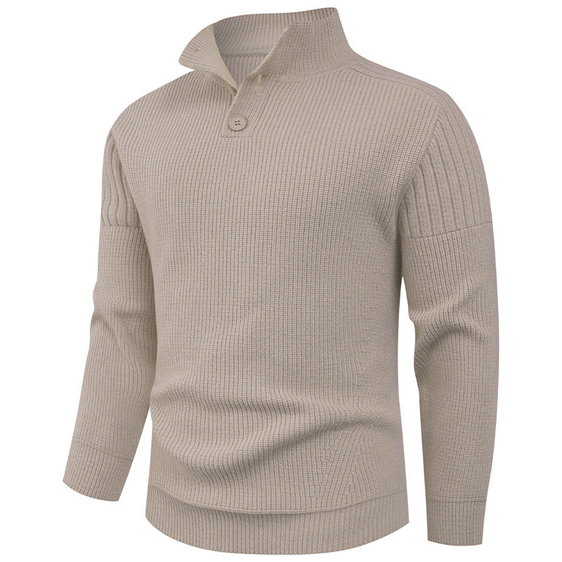 Herren Strickpullover mit hohem Kragen und Knopfdetails Krohn-e