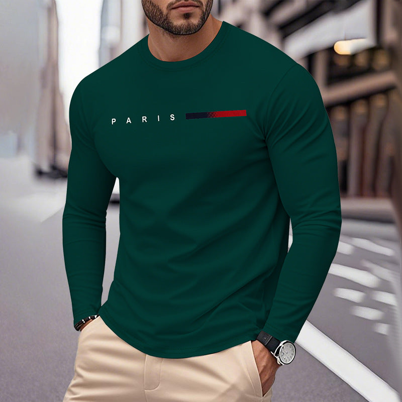 Herren Langarm T-Shirt mit modernem Paris-Druck und elastischem Saum Krohn-e