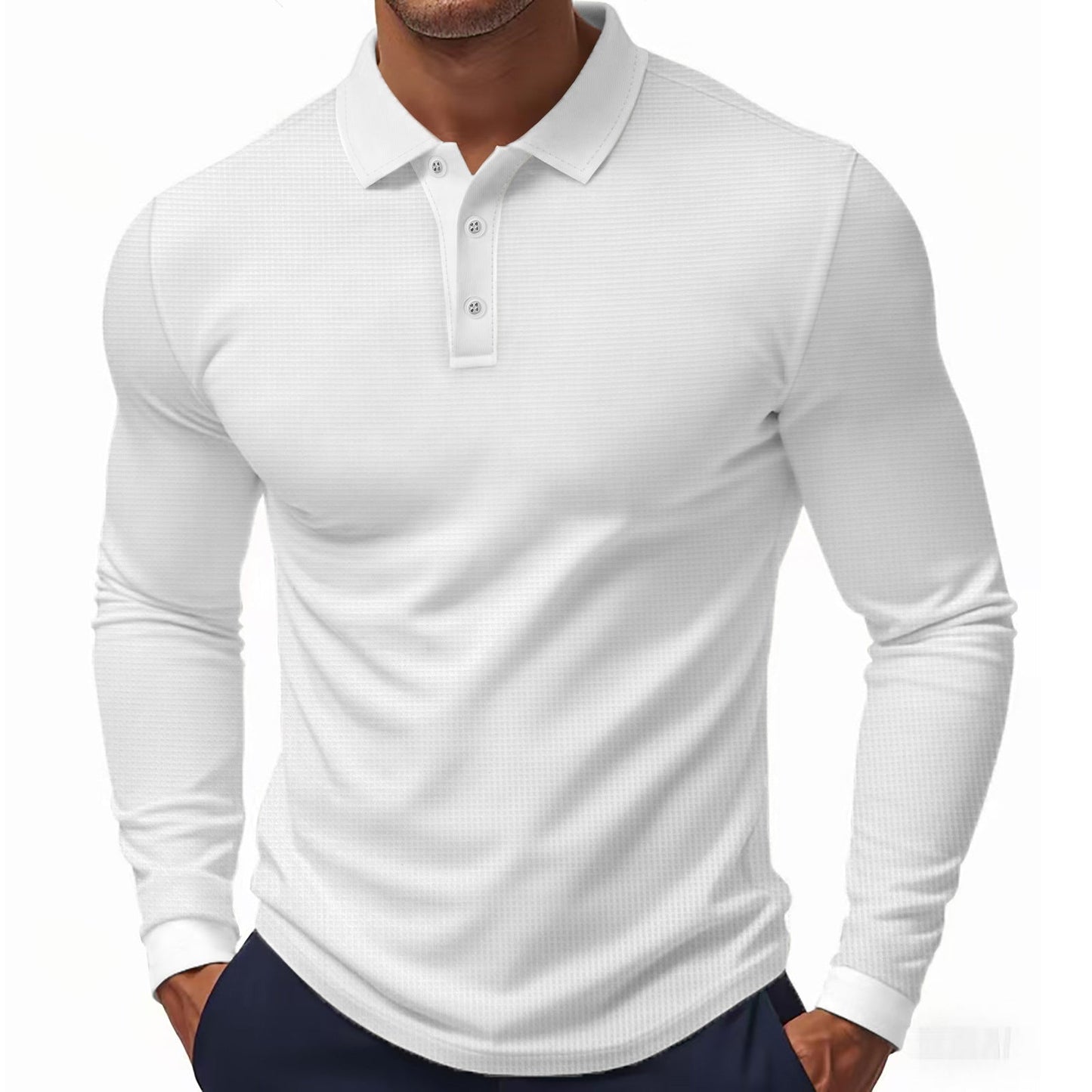 Herren Langarm-Polohemd im strukturierten Design mit modernem Schnitt Krohn-e