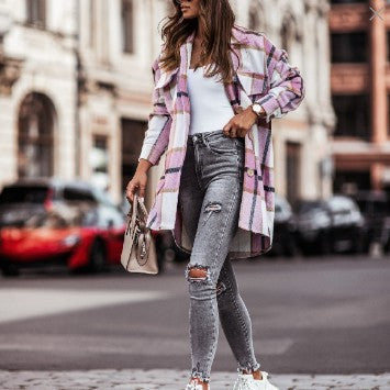 Damen Karierte Overshirt-Jacke mit praktischen Brusttaschen Krohn-e
