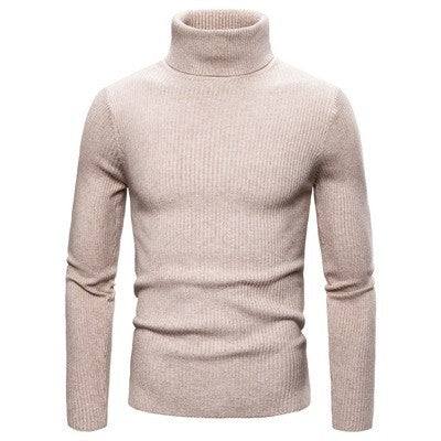 Herren Ripp-Strickpullover mit hohem Kragen und körpernahem Schnitt Krohn-e