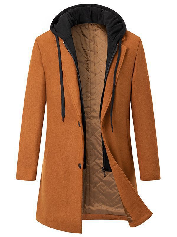 Damen eleganter Mantel mit abnehmbarer Kapuze und Fleece-Futter Krohn-e