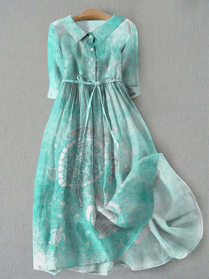 Stilvolles bedrucktes Midi-Hemdkleid von Fudus