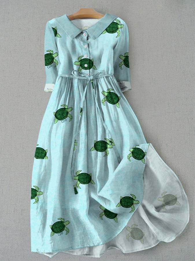 Stilvolles bedrucktes Midi-Hemdkleid von Fudus