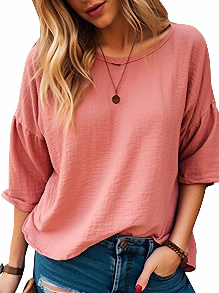Damen lässiges Oversize-Shirt mit weitem Rundhalsausschnitt Krohn-e