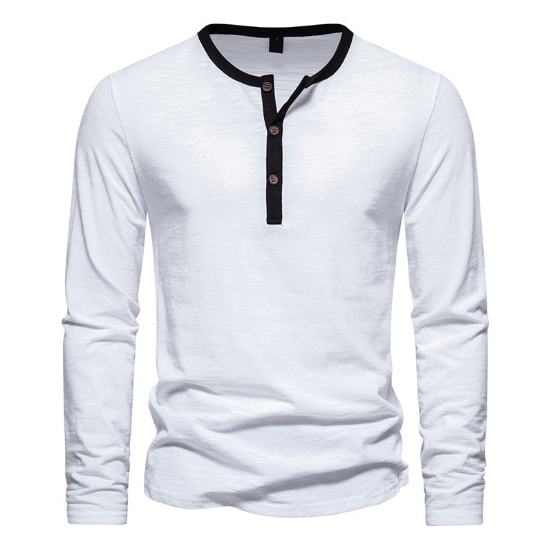 Herren langärmliges Henley-Shirt mit kontrastierendem Kragen Krohn-e