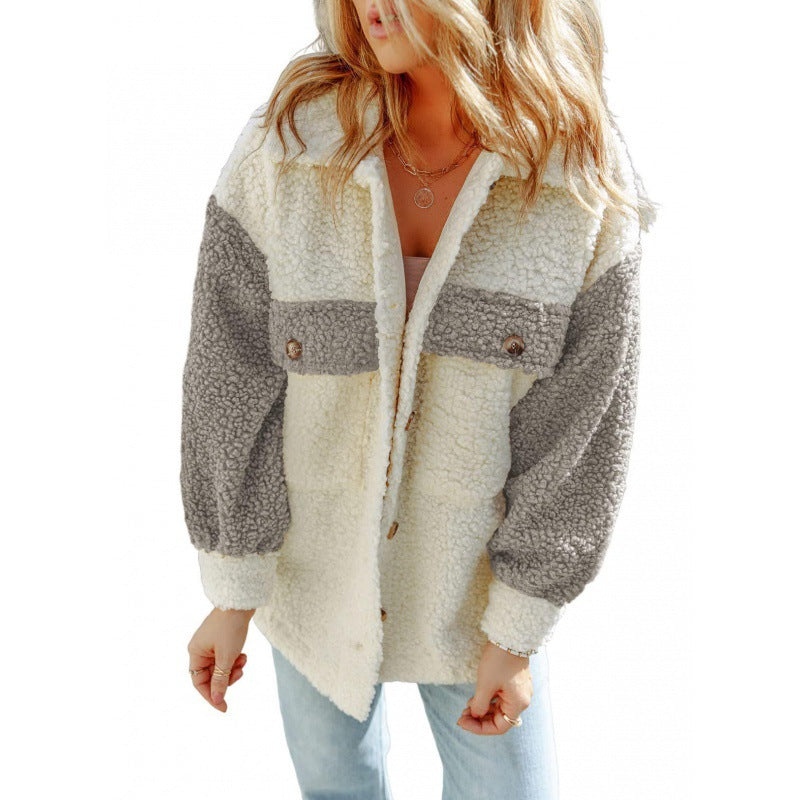 Damen kuschelige Teddyjacke mit praktischen Brusttaschen Krohn-e