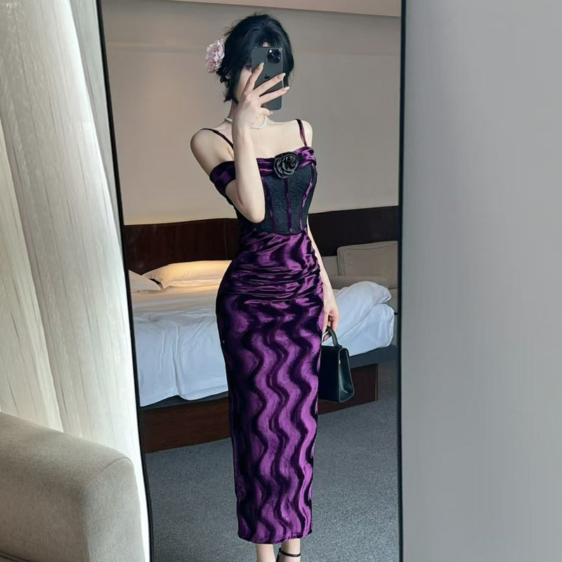 Fudus Sexy Lace-Up Bodycon Slip Dress