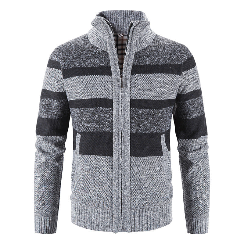 Herren modische Strickjacke mit Stehkragen und Reißverschluss Krohn-e