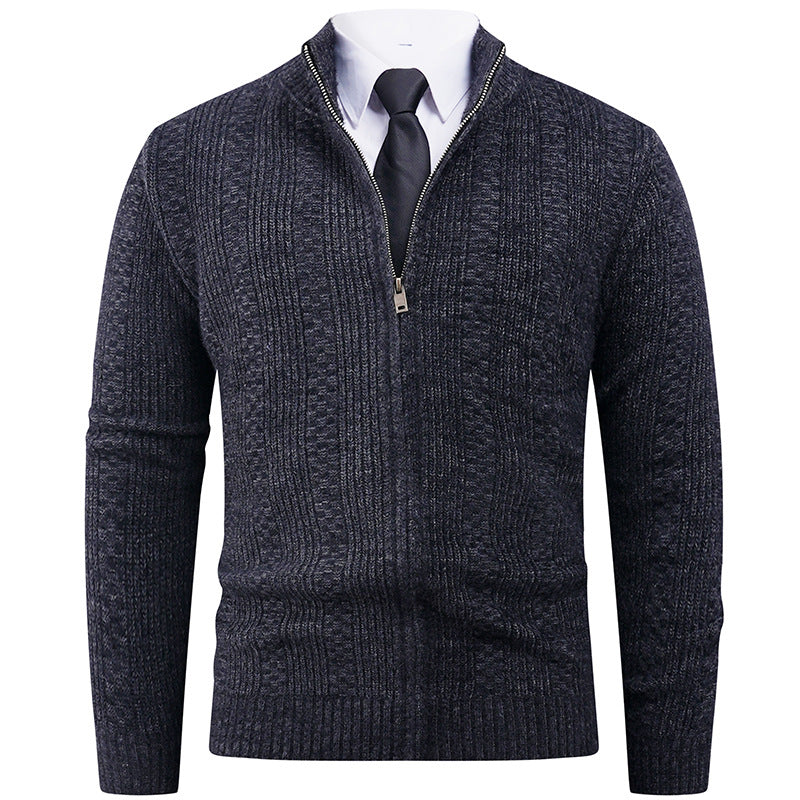 Herren Strickjacke mit modernem Reißverschluss und Zopfmuster Krohn-e