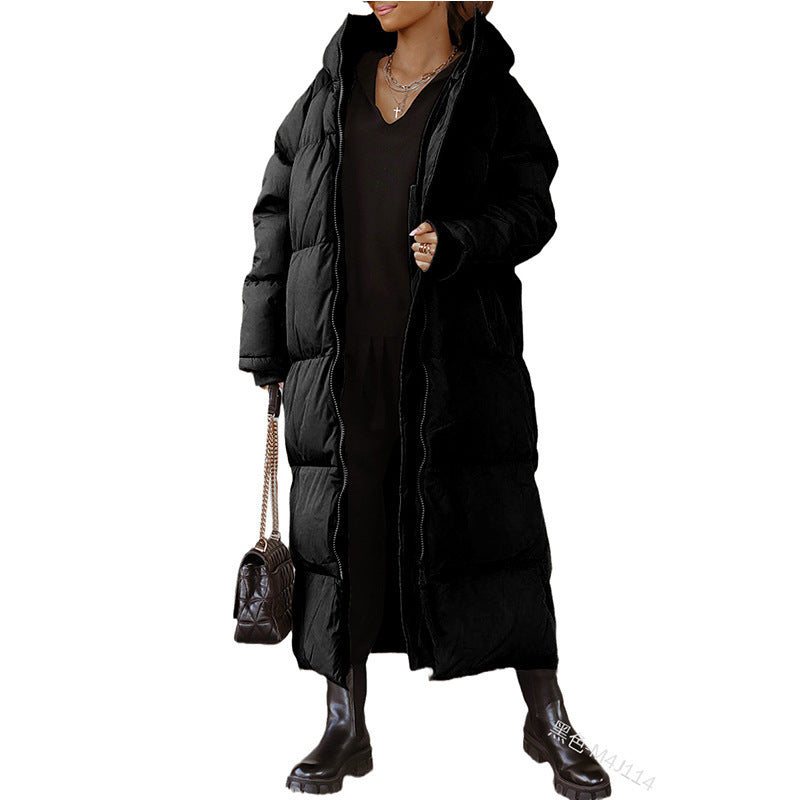 Damen Lange Steppjacke mit Kapuze Krohn-e