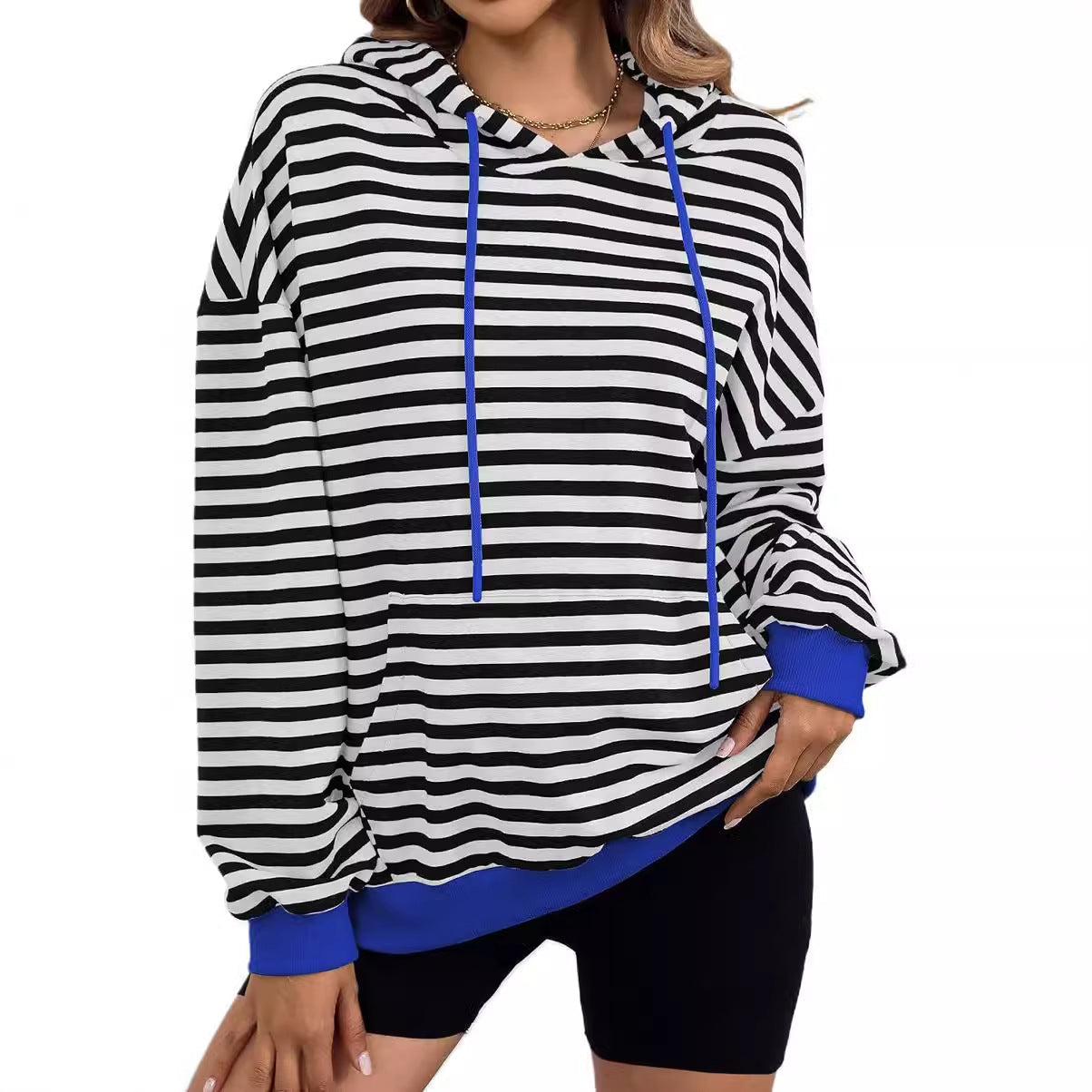 Damen lässiger Kapuzenpullover mit buntem Streifenmuster Krohn-e