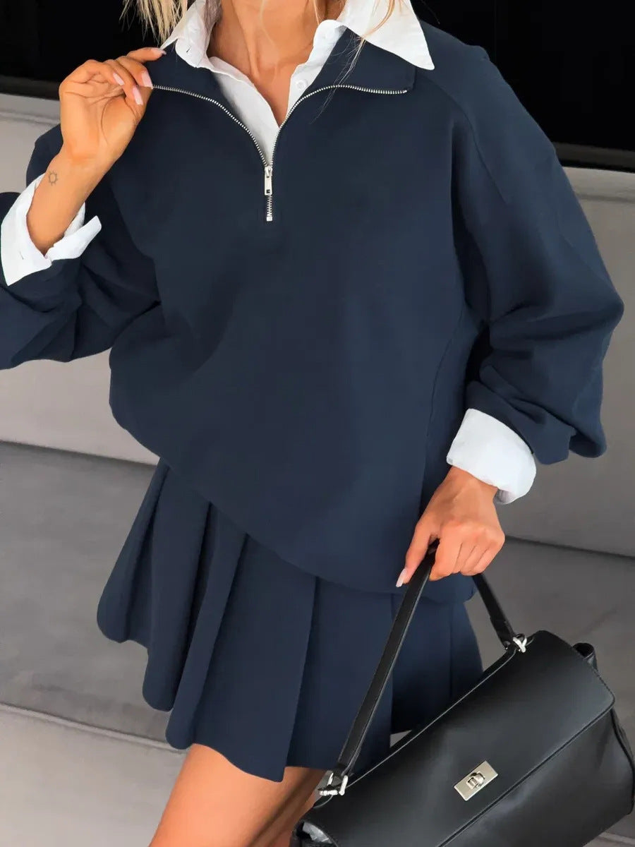 Damen sportlicher Pullover mit Kordelzug und Reißverschluss Krohn-e