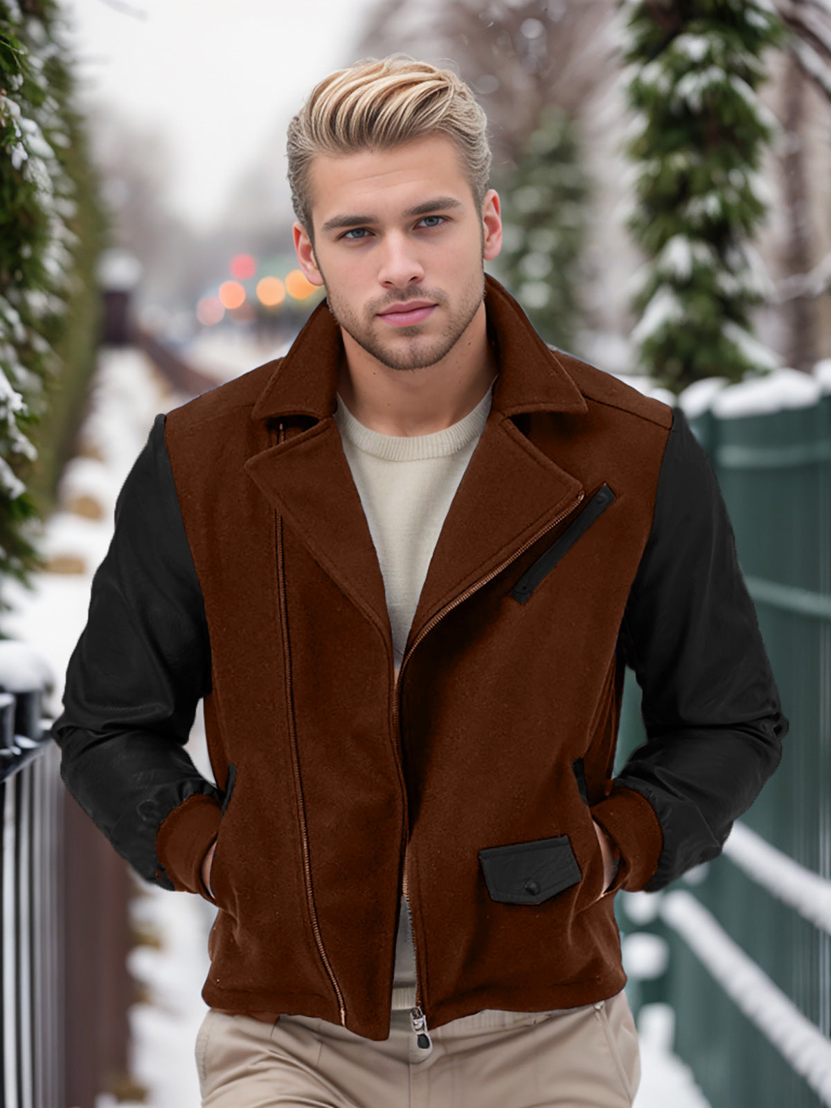 Herren modische Übergangsjacke mit kontrastierenden Ärmeln und praktischen Taschen Krohn-e