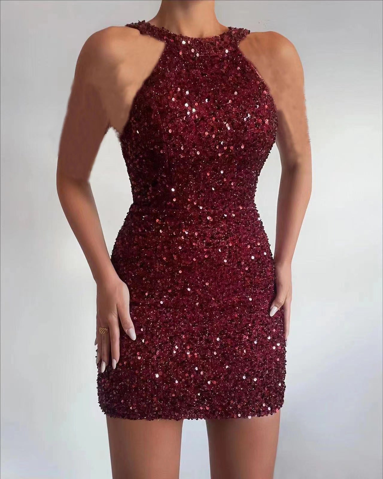 Glamoröses Pailletten-Bodycon-Midi-Kleid von Fudus