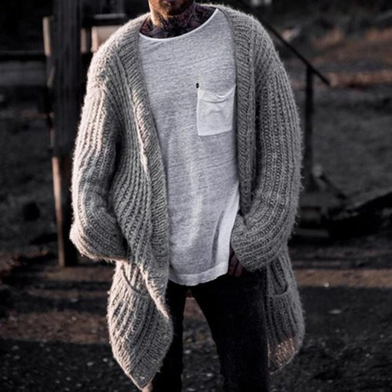 Herren Großer Strickcardigan mit tiefem Schnitt und strukturiertem Design Krohn-e