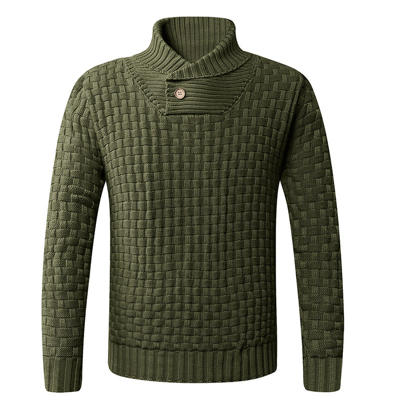Herren Strickpullover mit modernem Schalkragen und Knopfdetails Krohn-e