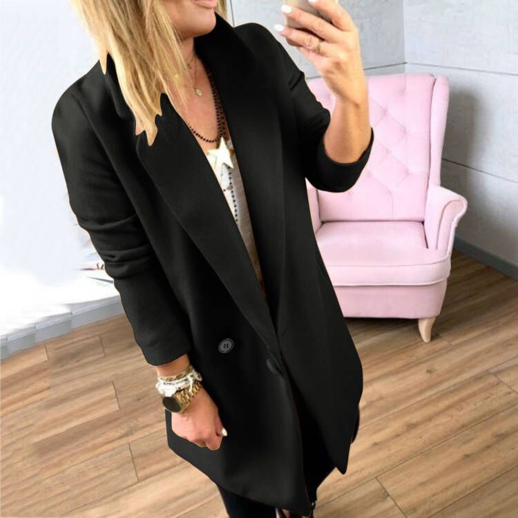 Damen Überlanger, taillierter Mantel mit elegantem Revers und praktischen Taschen Krohn-e