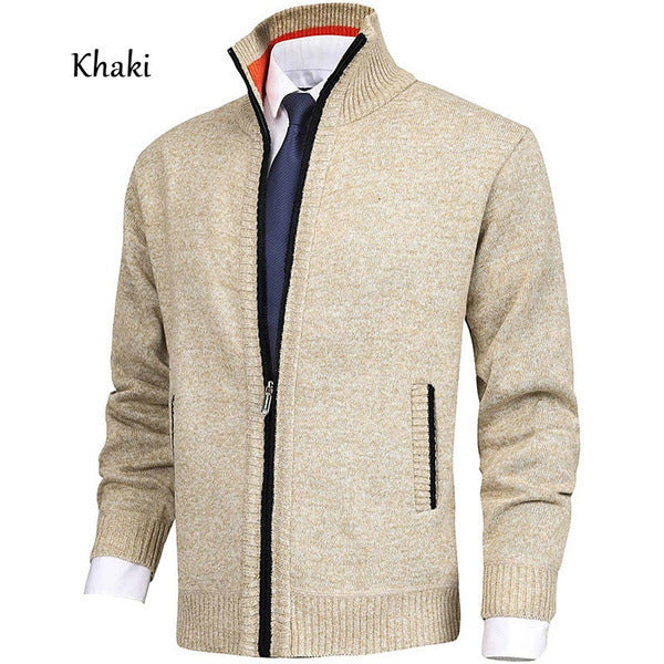 Herren modische Strickjacke mit hohem Kragen und eleganten Kontrastdetails Krohn-e