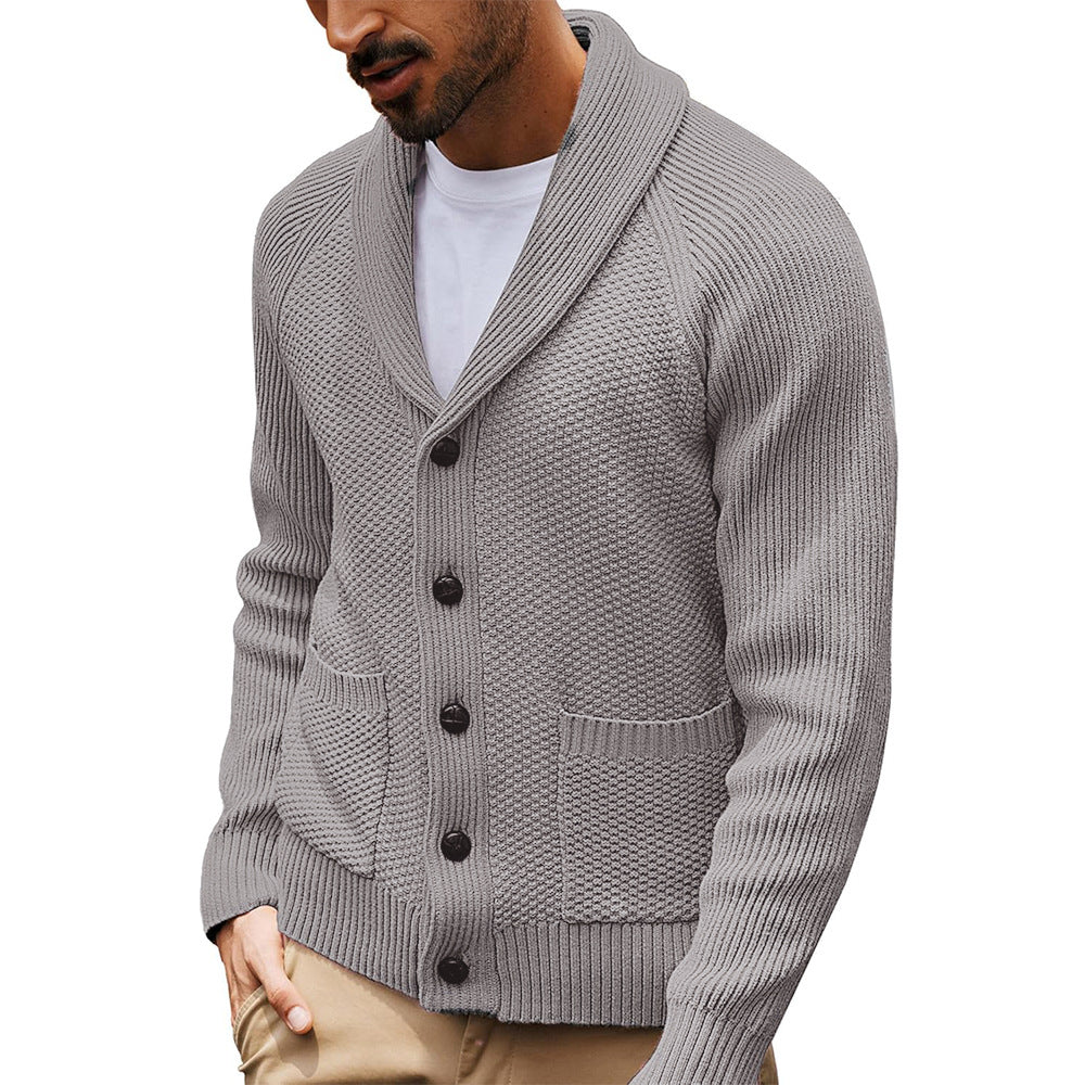 Herren Strickjacke mit strukturiertem Design und praktischem Schalkragen Krohn-e