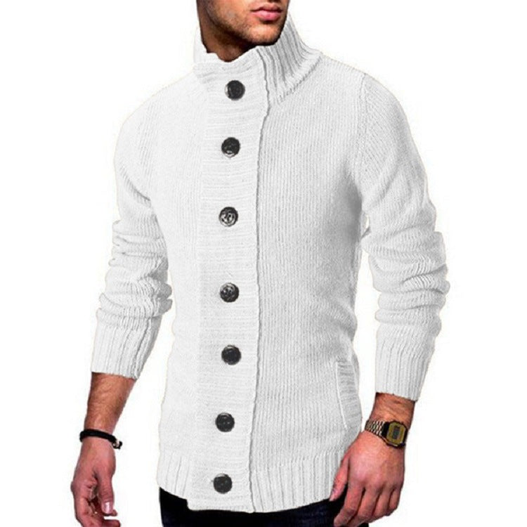 Herren Strickjacke mit hohem Kragen und markanten Knopfdetails Krohn-e