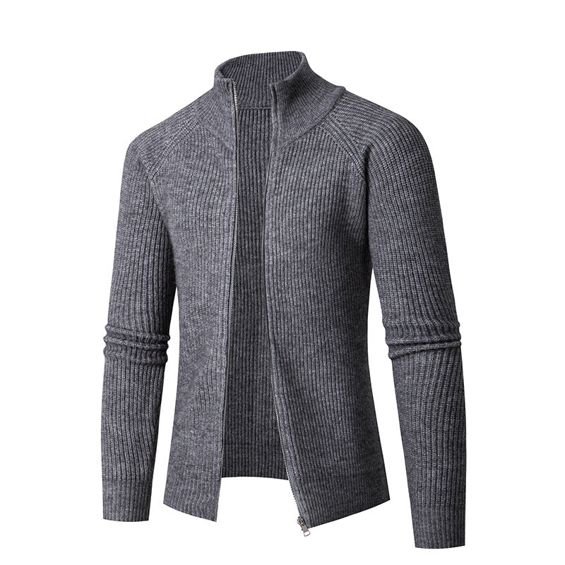 Herren Strickjacke mit hohem Kragen und feiner Rippstruktur Krohn-e