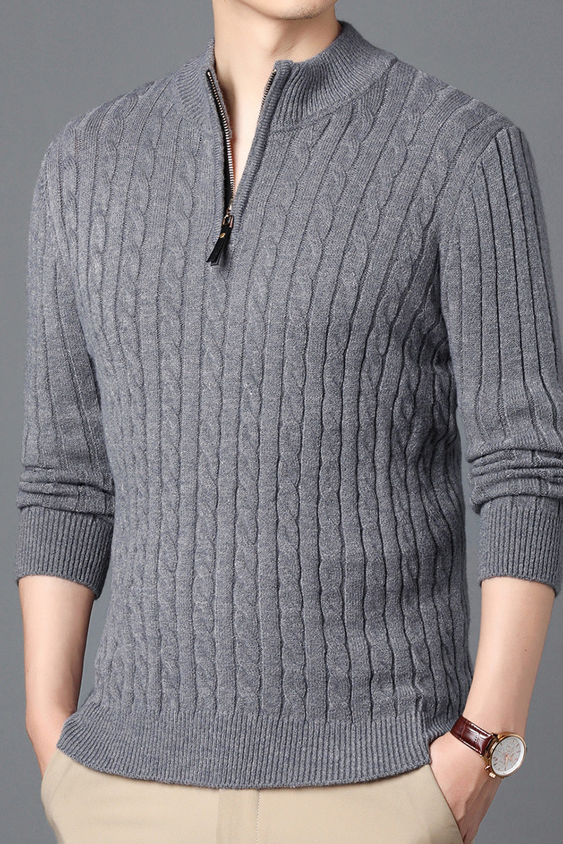 Herren Hochwertiger Strickpullover mit modernem Zipper und Detailstruktur Krohn-e