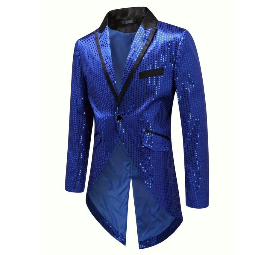 Herren eleganter Pailletten-Blazer mit asymmetrischem Schnitt und luxuriösem Design Krohn-e