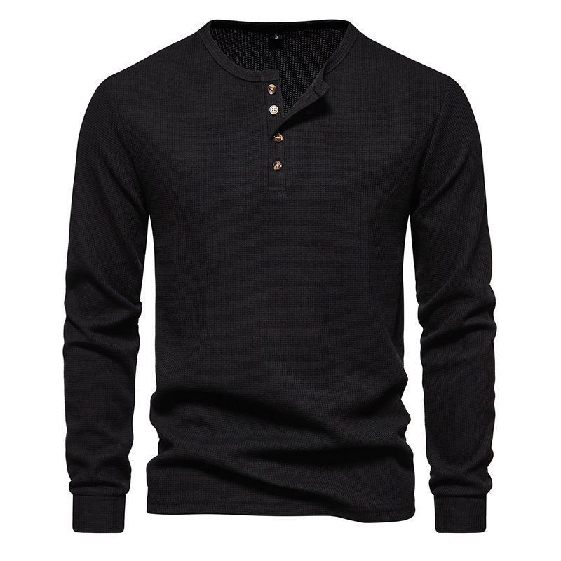 Herren Langarmshirt mit Knopfleiste und strukturiertem Design Krohn-e