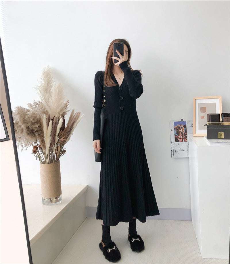 Damen Strickkleid mit Knopfverschluss und gerippter Struktur Krohn-e