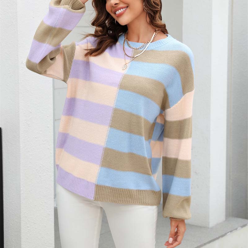 Krohn-e | Farbiger Gestreifter Strickpullover Mit Stil