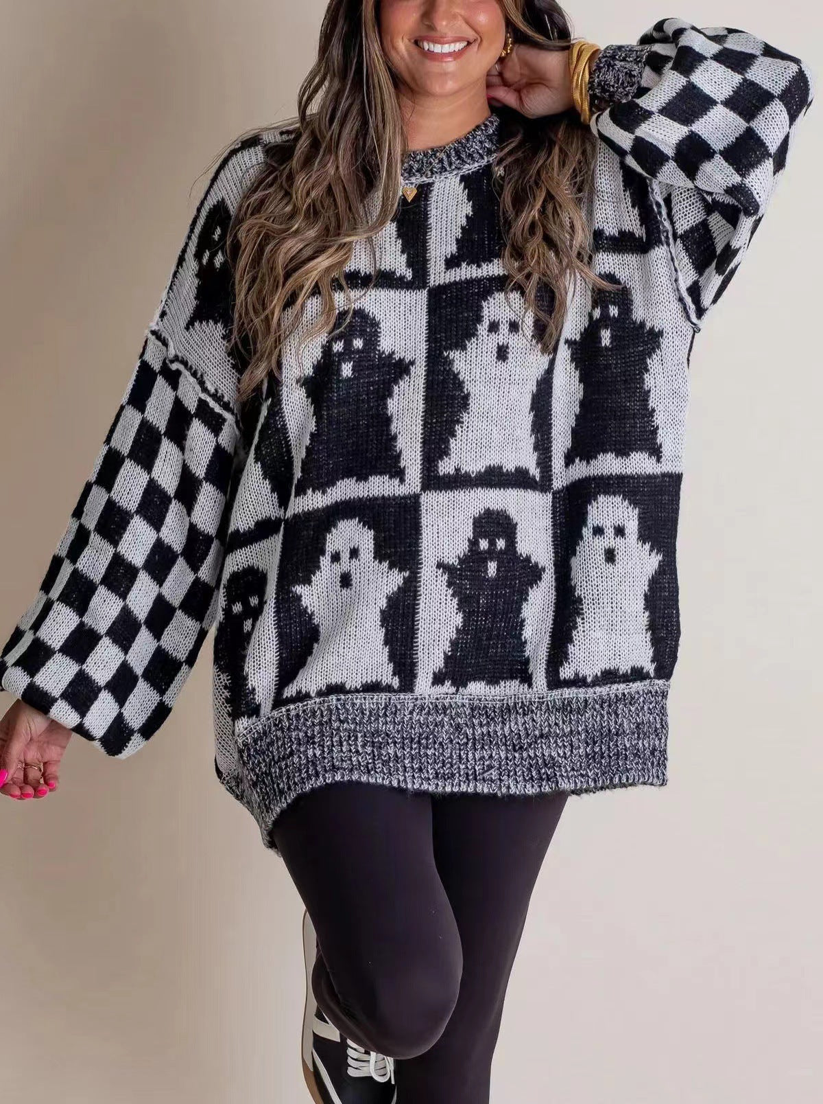 Damen Großer, gemütlicher Strickpullover mit Geisterdesign Krohn-e