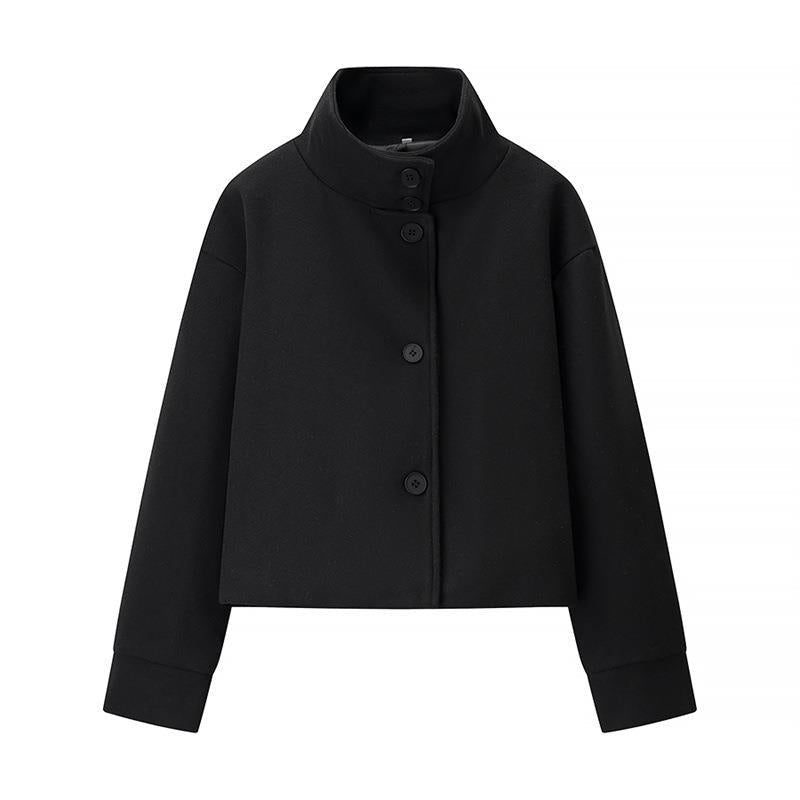 Damen modische Cropped-Jacke mit hohem Kragen und praktischen Knöpfen Krohn-e