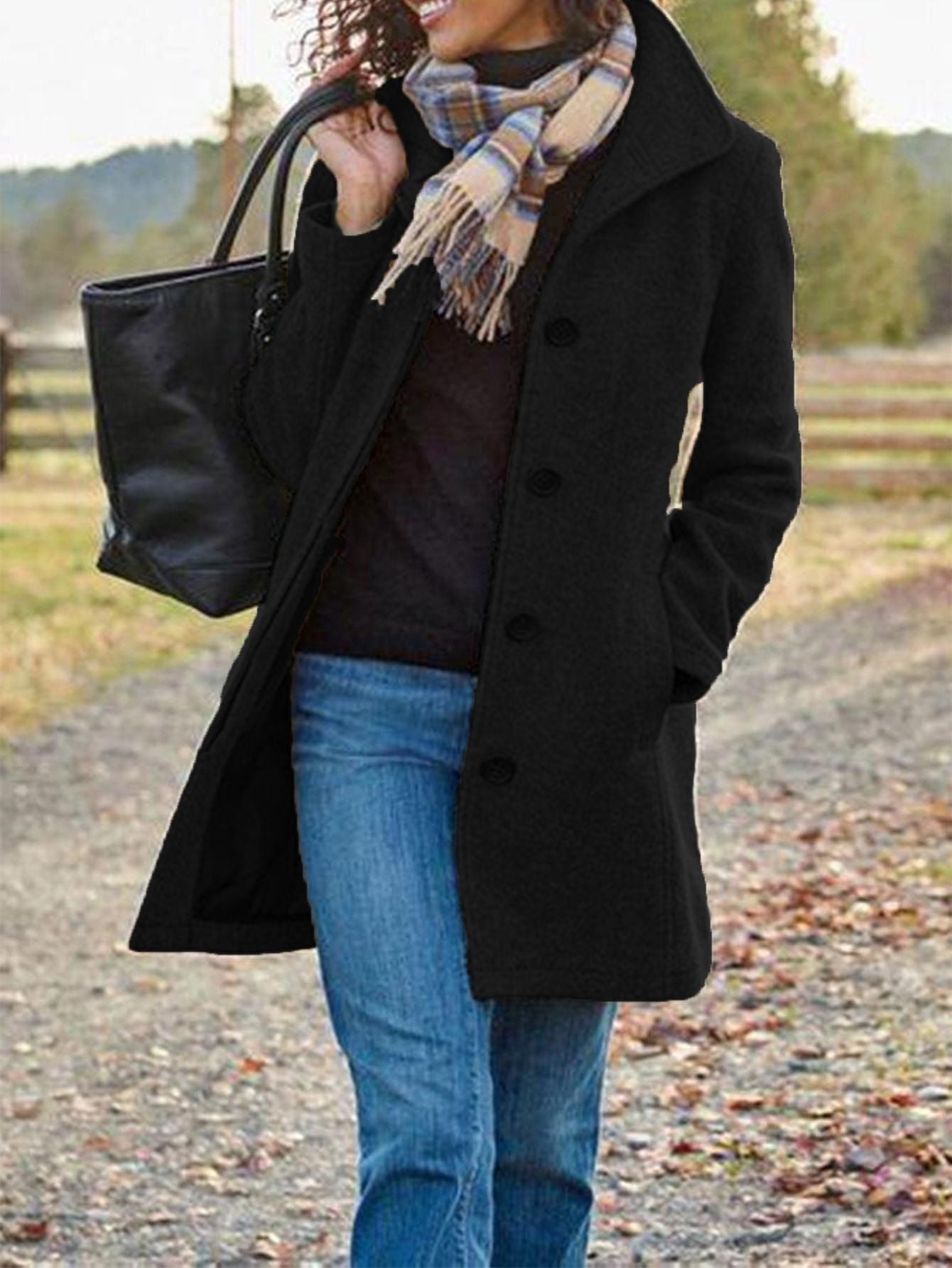 Damen eleganter Wollmantel mit klassischem Revers Krohn-e