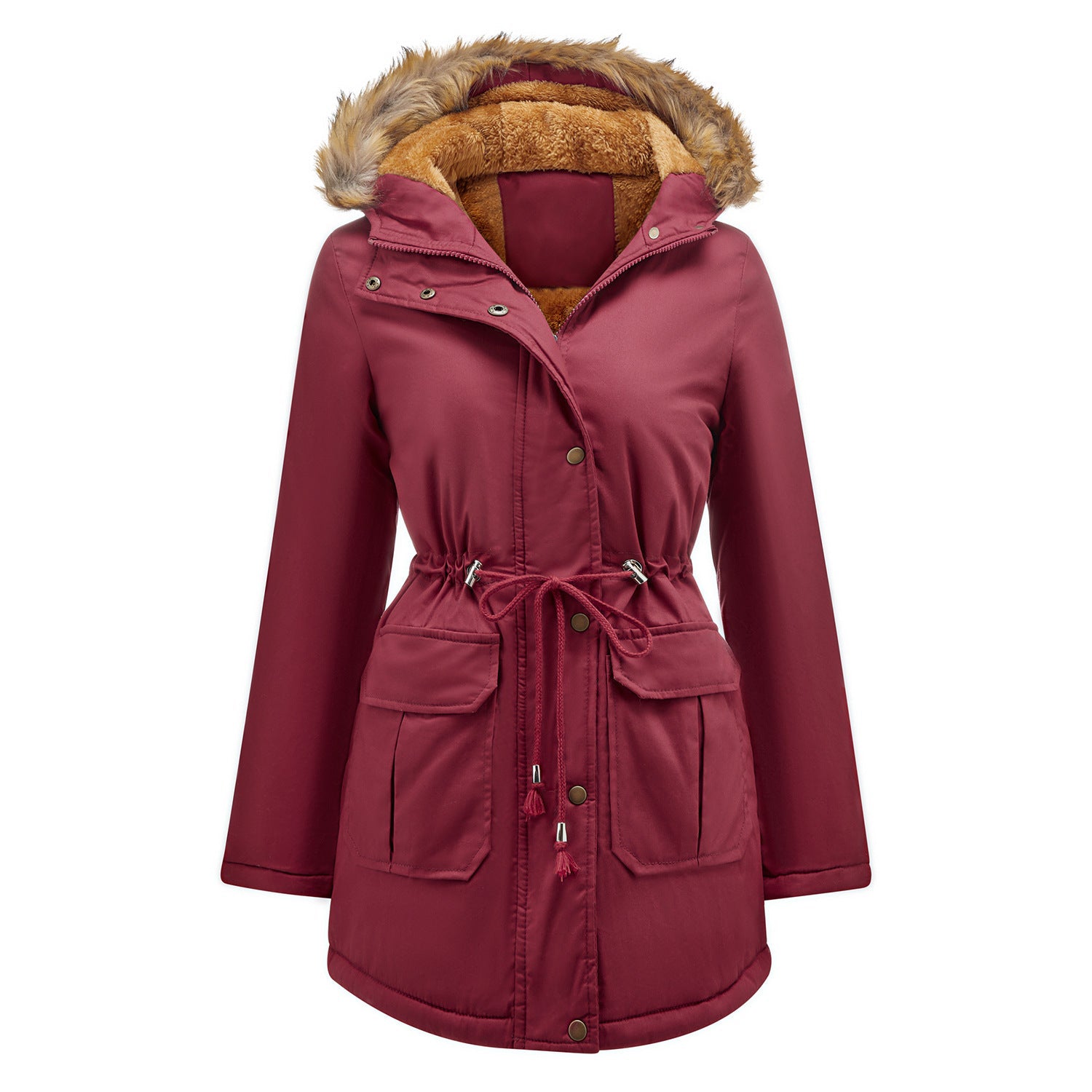 Damen warme Outdoor-Parka mit abnehmbarer Kapuze und luxuriösem Kunstfell Krohn-e