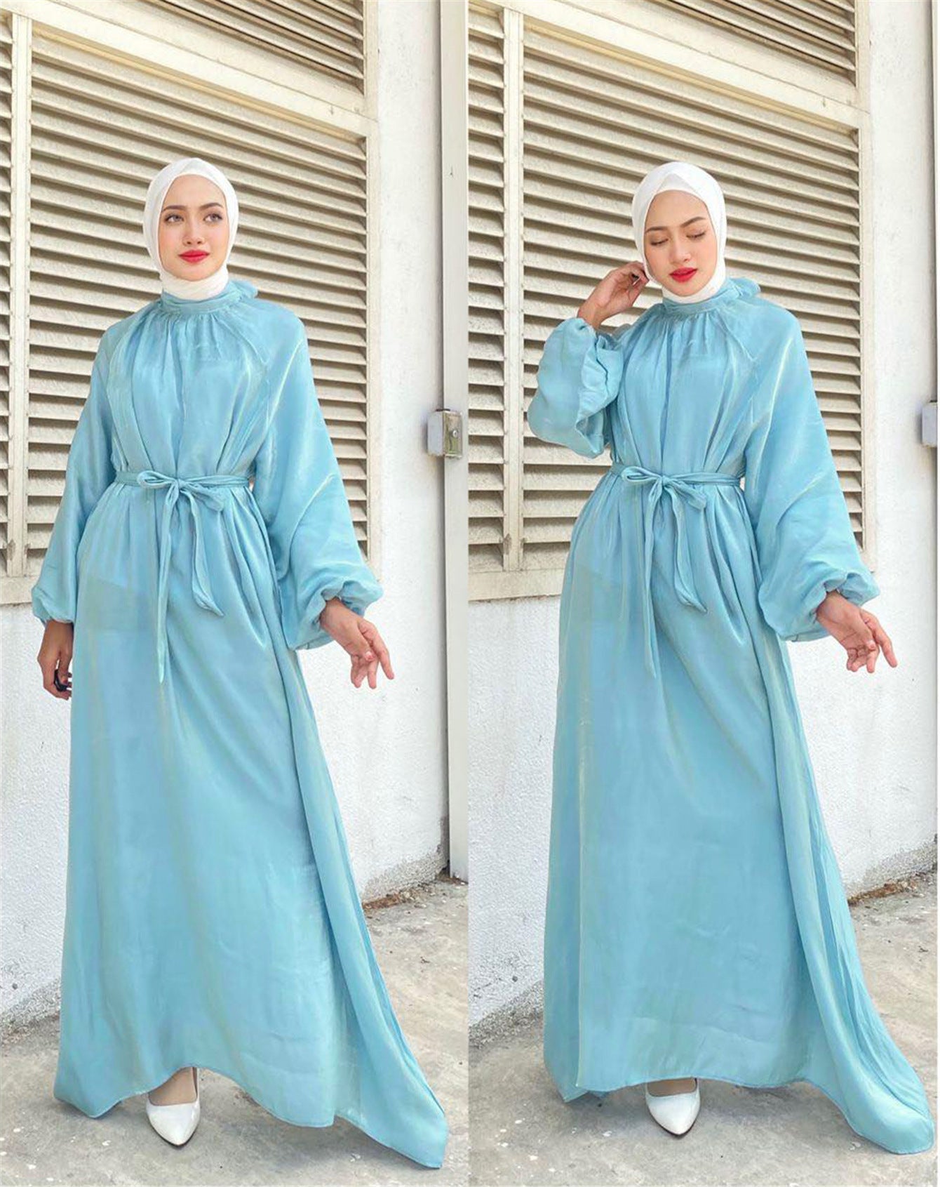 Damen Elegantes Langarmkleid mit Taillengürtel Krohn-e