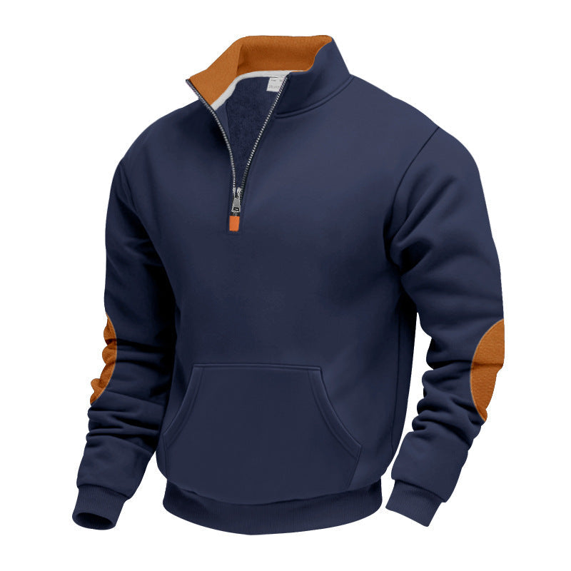 Herren Hochwertiger Stehkragenpullover aus atmungsaktivem Material mit Reißverschluss und Kontrastakzenten Krohn-e