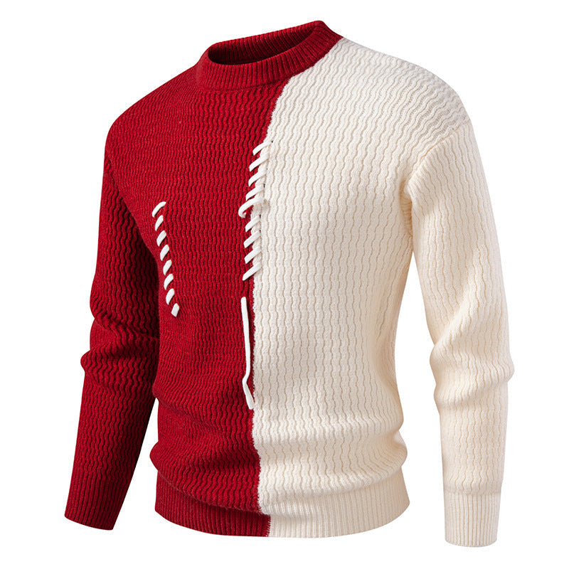Herren Grobstrickpullover mit asymmetrischem Muster und dekorativem Detail Krohn-e