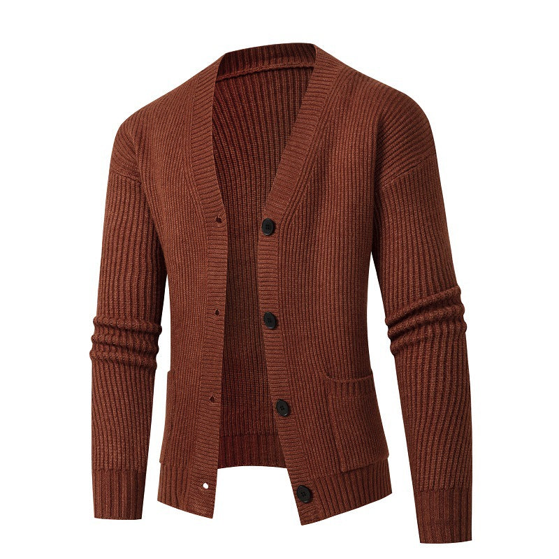 Herren modische Strickjacke mit feinem Rippstrickdesign Krohn-e