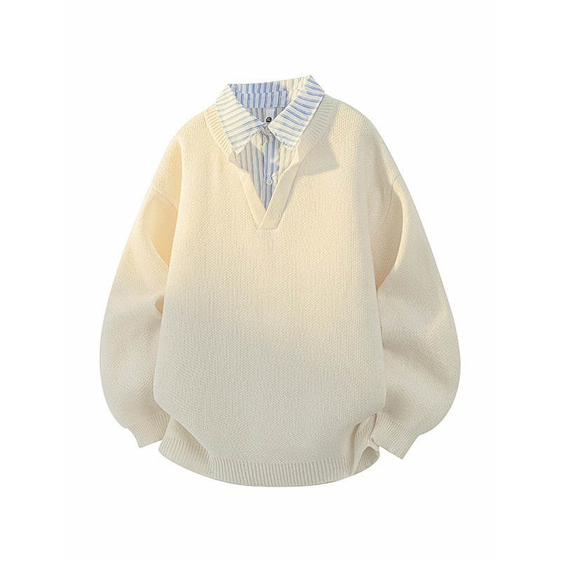 Damen Pullover mit integriertem Hemdkragen und lässigem V-Ausschnitt Krohn-e