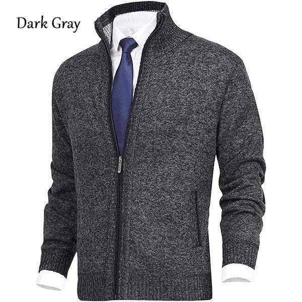 Herren modische Strickjacke mit hohem Kragen und eleganten Kontrastdetails Krohn-e