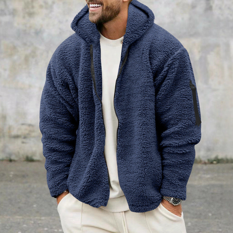 Herren Kuschelige Fleecejacke mit Kapuze und praktischen Reißverschlusstaschen Krohn-e