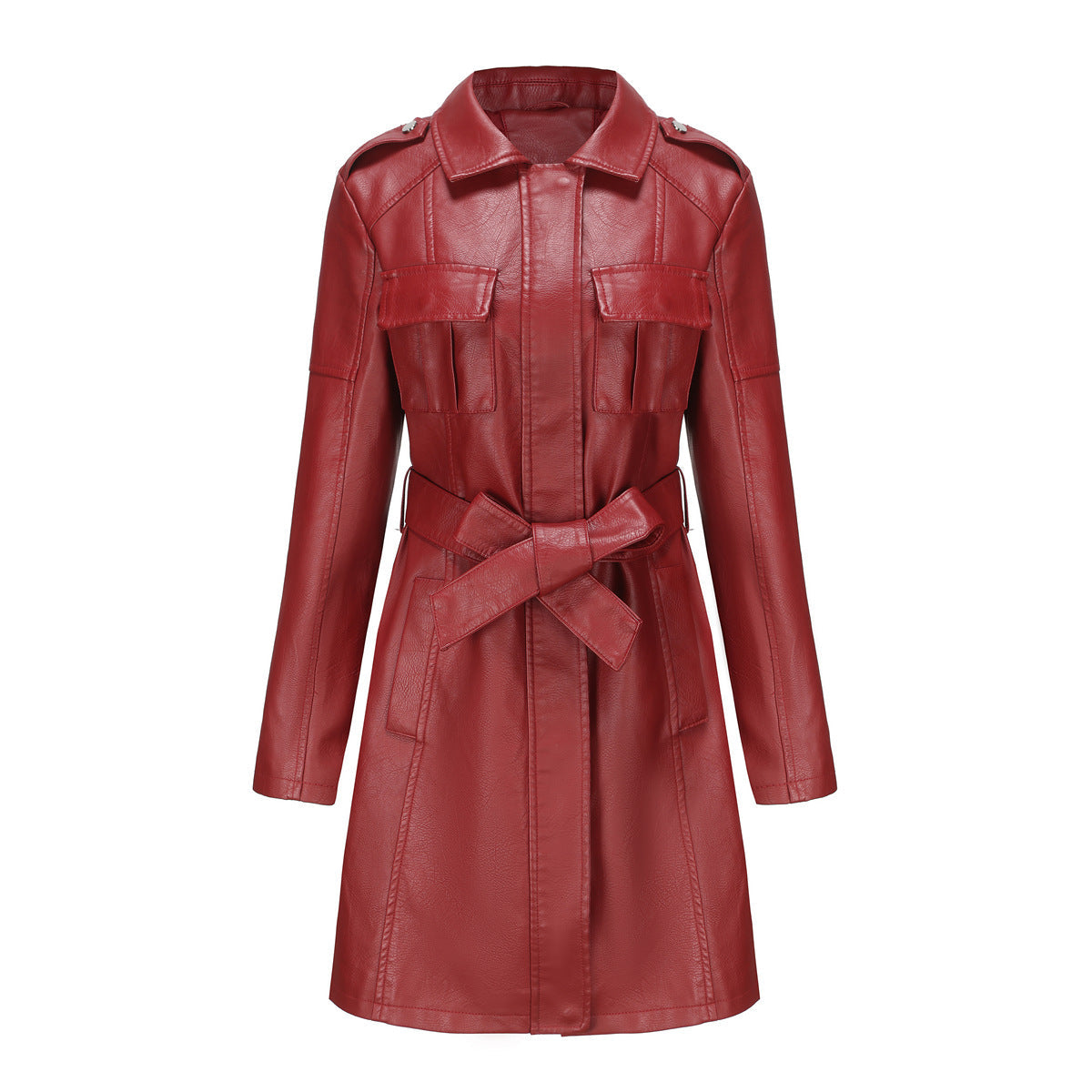 Damen modischer Trenchcoat aus hochwertigem Kunstleder Krohn-e