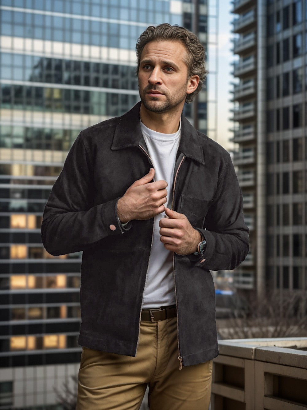 Herren modische und hochwertige Wildlederjacke Krohn-e