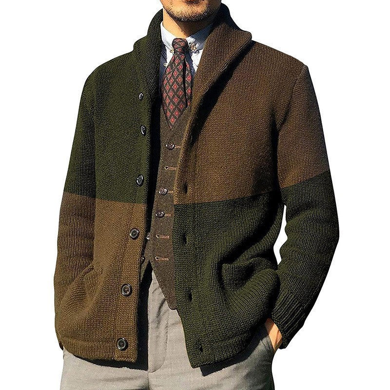 Herren modische Strickjacke mit anspruchsvoller Farbblockierung Krohn-e
