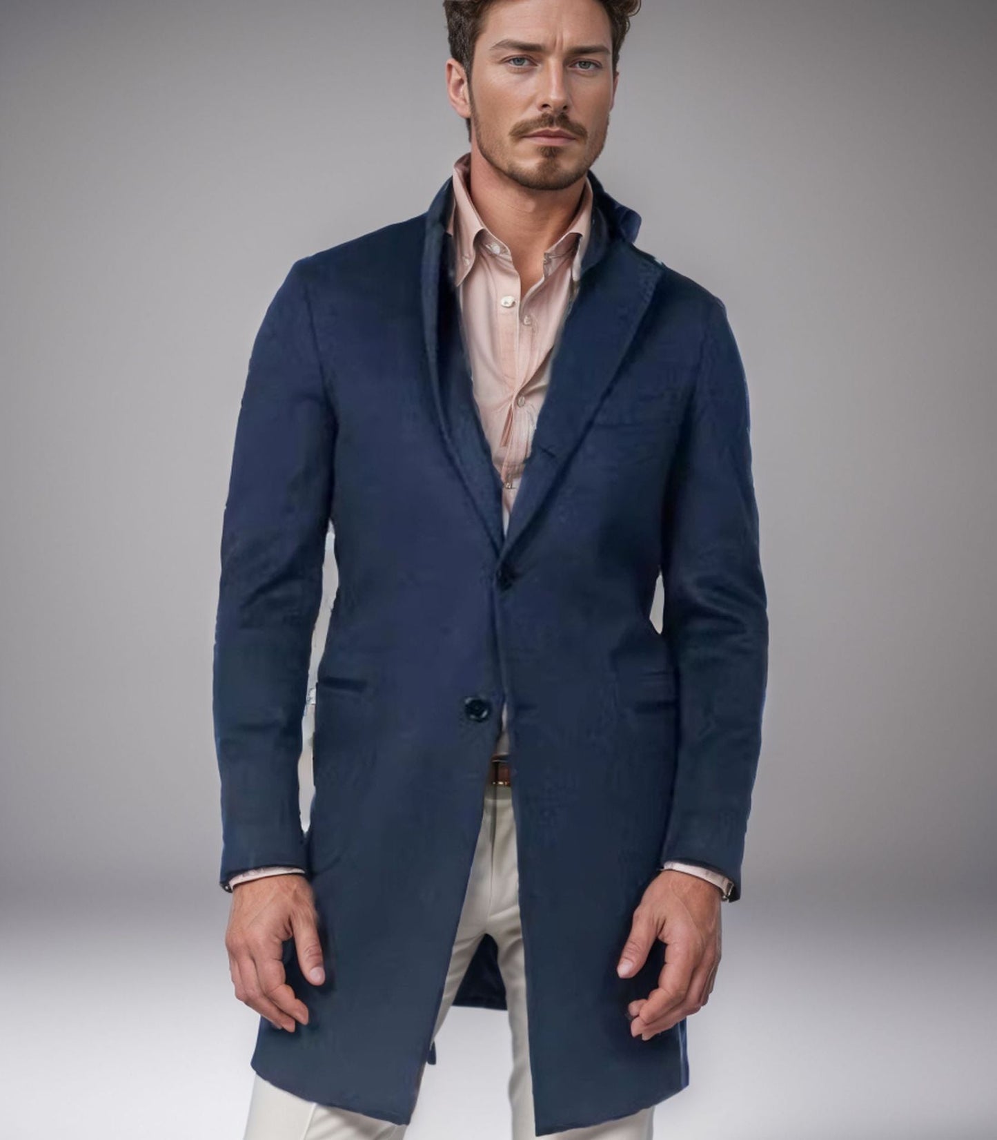 Herren eleganter Langmantel aus weichem Stoff Krohn-e
