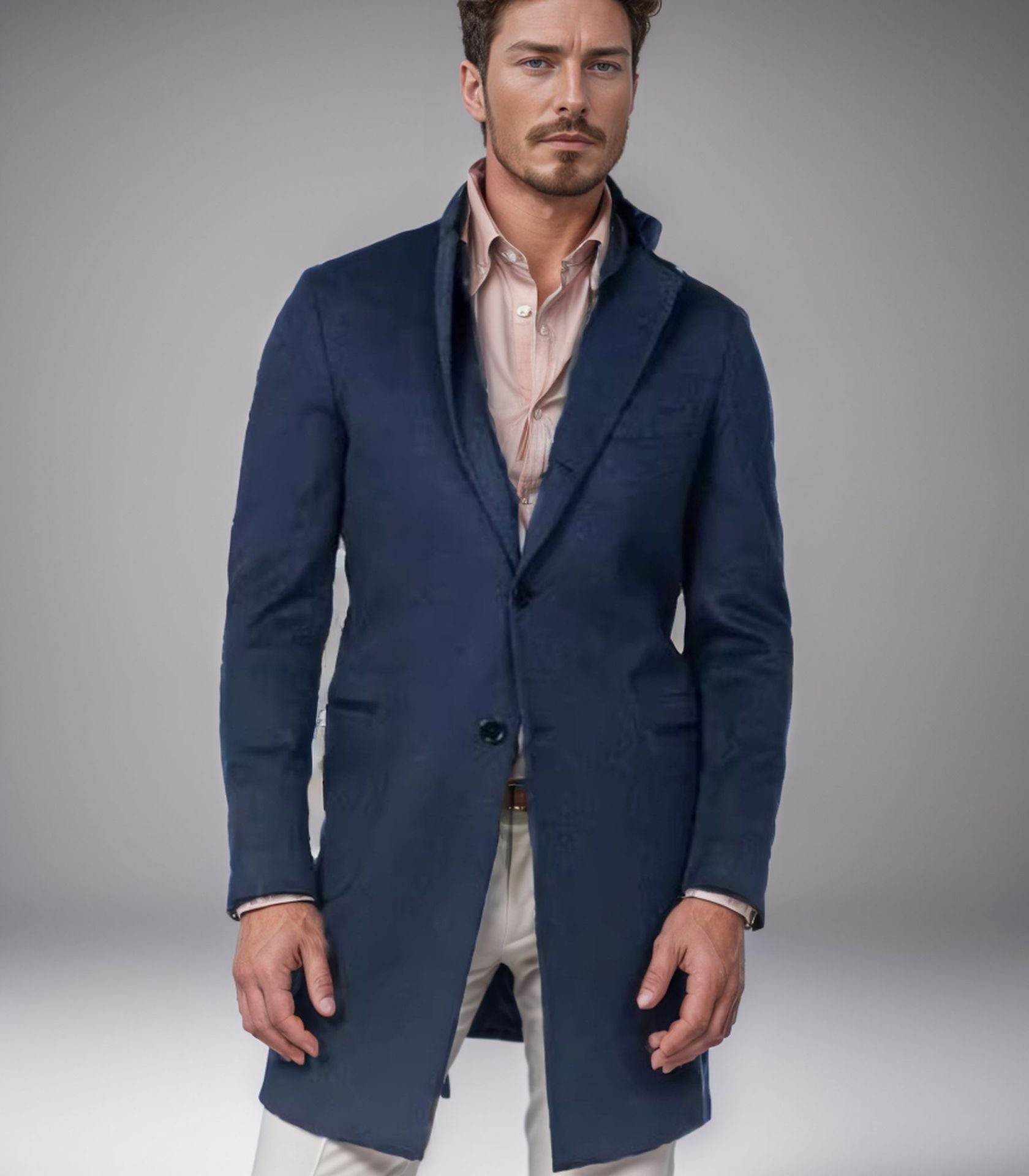 Herren eleganter Langmantel aus weichem Stoff Krohn-e
