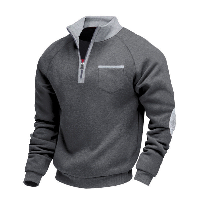Herren Sweatshirt mit Stehkragen und praktischen Taschen Krohn-e